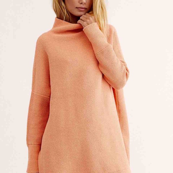 Free People Sweaters - Free People Peach Cowl Neck Tunic Sweater